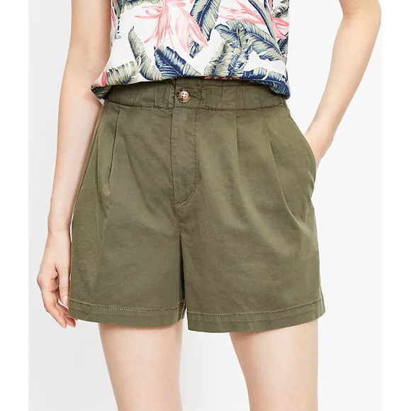 NWT Loft Palazzo Pull On Shorts Olive Green Khaki Womens XL - Picture 1 of 9